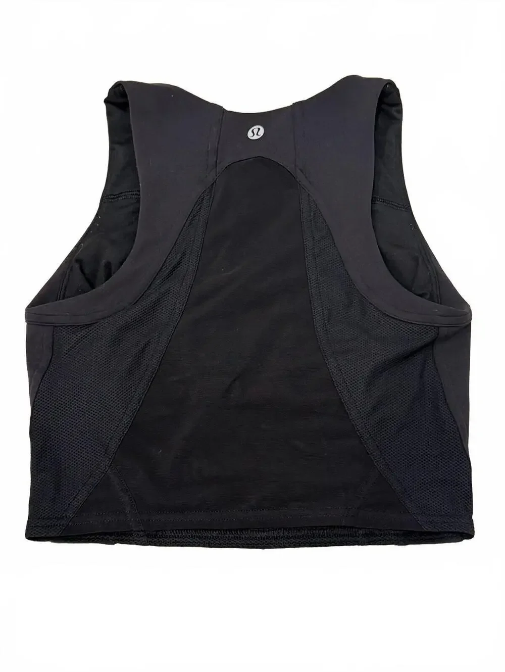 lululemon Black Cropped Mesh Tank Top Women’s Workout Athletic Crop Top Size 2